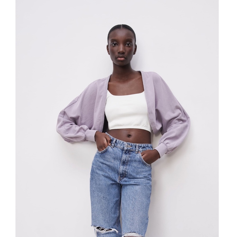 Zara Cropped Sweatshirt Jacket